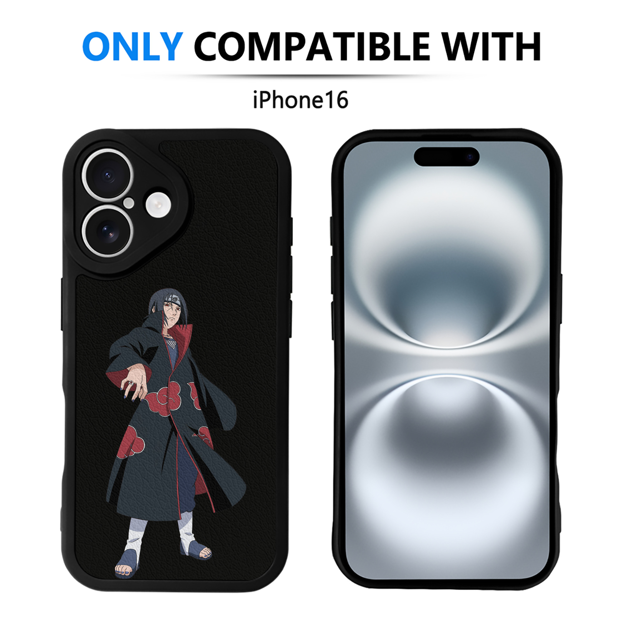 （画像用） NARUTO -ナルト- うちは イタチ Uchiha Itachi 【iPhone 16シリーズ対応】シリコンスマホケース（レザー調） 材質：シリコン